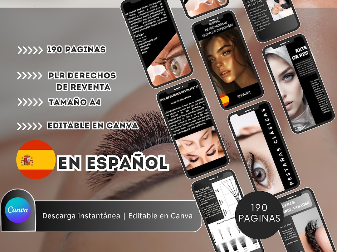 Manual de Extensiones de Pestañas 190 Páginas / Curso Completo Lashista ...