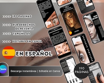 Manual de Extensiones de Pestañas 190 Páginas / Curso Completo Lashista PLR / Editable en Canva / Guía Clásica, Híbrida y Volumen