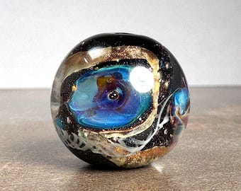 Chunky Round Art Glass Bead for Jewelry Designs in Galaxy Bead Style, Ready to Ship