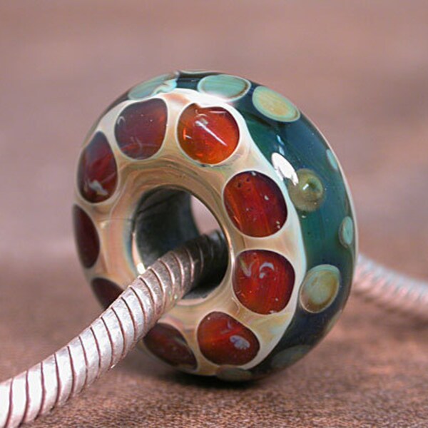 Boro Lampwork Big Hole Bead Lines & Dots European Charm Bead Divine Spark Designs SRA LeTeam