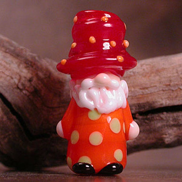 Artisan Glass Gnome Focal Bead, Lampwork Glass Gnome, Whimsical Lampwork, Divine Spark Designs, SRA