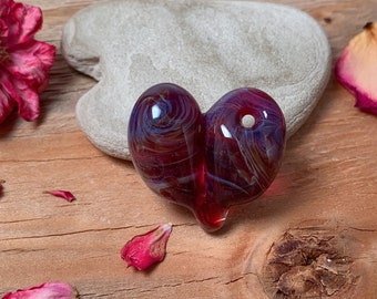 Borosilicate Lampwork Glass Heart Pendant, Boro Heart Focal Bead, Unique Heart Pendant for Girlfriend Friend Mother