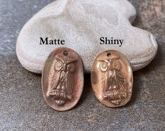 Rustic Bronze Owl Charms for Jewelry Designs, Unique Charms or Pendant in Bronze Metal Clay, Owl Totem Jewelry