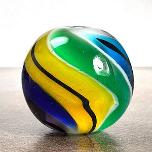 Artist Made Lampwork Glass Focal Bead, Chunky Round Lampwork Bead in Bright Colors - Beach Ball Style for Jewelry Designs, Pendant Bead