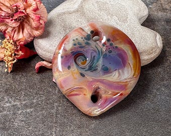 Borosilicate Glass, Lampwork Pendant Focal Bead, Gratitude Stone, Unique Gift for Friend, Girlfriend, Mom