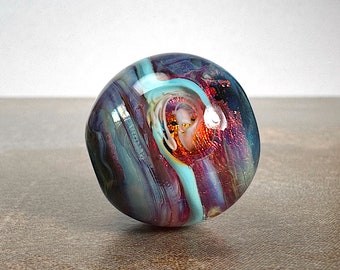 Handmade Art Glass Focal Bead for Jewelry Designs, Fire Opal Series, Round Lampwork Bead or Pendant Gift for Friend or Jewelry Designer