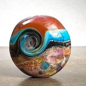 Unique Lampwork Organic Style Focal Bead for Jewelry Designs, Rustic Rose Swirled with Enamels and Frit, One of a Kind