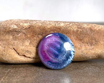 Lampwork Glass Cabochon, Unique Art Glass Cabochon in Shades of Blue, Pinks & Lavender for Bead Embroidery, Quilting and Jewelry Designs