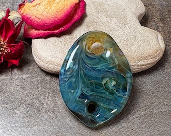 Lampwork Glass Focal Bead Pendant in Borosilicate Glass for Jewelry Designs, Gratitude Stone Gift for Mothers Day, Best Friend, Girlfriend