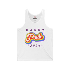LGBTQIA Pride 2024 Retro standout colorblock Happy Pride T shirt Shortsleeve Statement shirt Unisex Jersey Tank