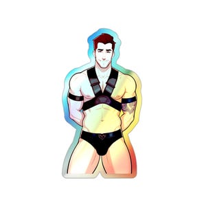 Pegatina holográfica Orgullo Gay Stud Pin up Premium Pegatinas troqueladas LGBT Tom de Finlandia Inspirado Hunk Gay LGBT Orgullo