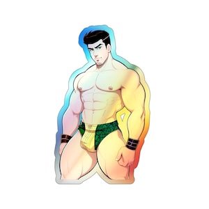 Pegatina holográfica Orgullo Gay Stud Pin up Pegatinas holográficas troqueladas premium LGBT Tom de Finlandia inspirado Hunk