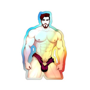 Holographischer Aufkleber Pride Gay Stud Pin-up Premium Holographische Die-cut Aufkleber LGBT Tom von Finnland inspiriert Hunk