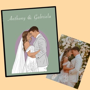 custom icon illustration drawing or Portrait for wedding or Engagement image 1