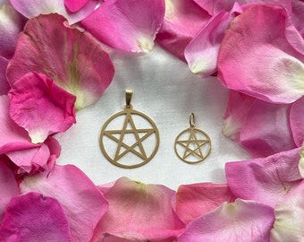 14k Gold Pentagram Pendant (Small - 16mm)
