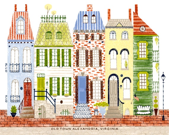Alexandria VA, Alexandria, Old Town Alexandria, Virginia, northern virginia, colonial architecture, 8.5"x11" and 11"x14", art print