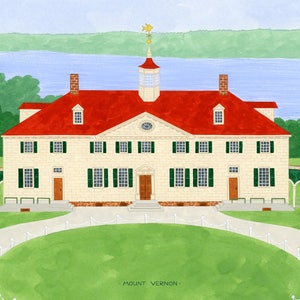 Mount Vernon, Virginia, George Washington, northern virginia print, colonial architecture, 8.5&quot;x11&quot; and 11&quot;x14&quot;, art print, americana,
