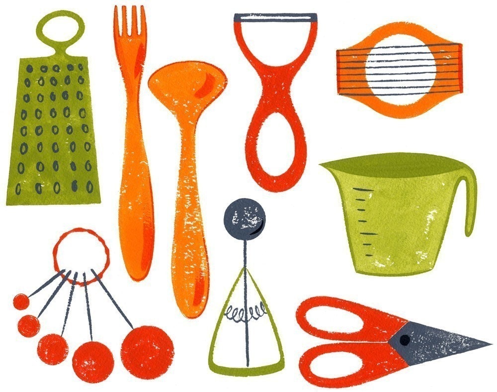 Kitchen Utensils art print 8.5x11 Etsy