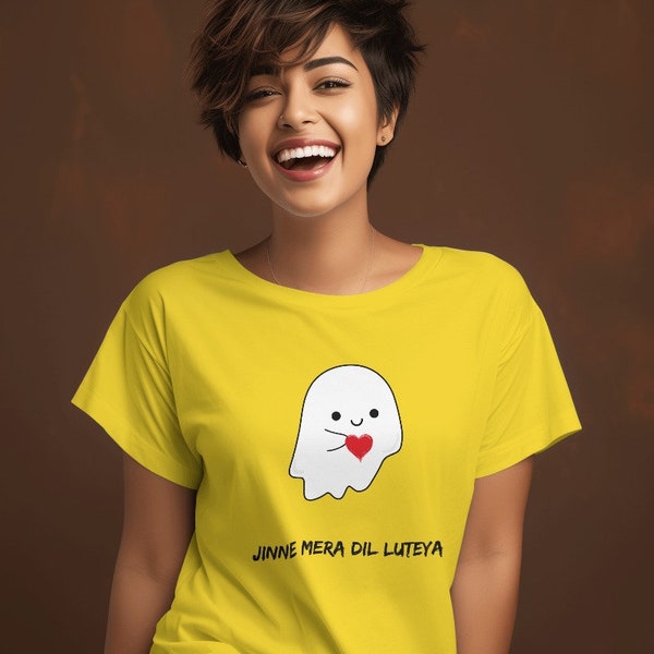 Jinne Mera Dil Luteya t-shirt, desi, Indian, Pakistani, heart, ghost, stole my heart, funny, shirt, top