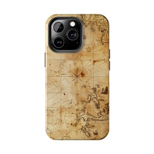 Caja rústica del mapa del tesoro / Caja del teléfono de diseño único / iPhone 15/14/13/12 / La moda del teléfono encuentra fundas encantadoras para iPhone