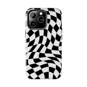 Distorted Black and White Checkered Case | Unique Design Phone Case | iPhone 15/14/13/12 | Phone Fashion Finds Charming iPhone Cases