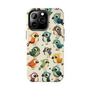 Funda divertida de pájaros de dibujos animados / Funda de teléfono de diseño único / iPhone 15/14/13/12