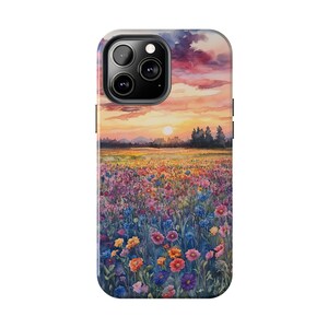 Watercolor Sunset in the Flowers Case | Unique Design Phone Case | iPhone 15/14/13/12 | Phone Fashion Finds Charming iPhone Cases