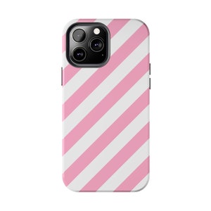 White and Pink Angled Striped iPhone Case | Unique Design iPhone Case | iPhone 15/14/13/12 | Phone Fashion Finds Charming Phone Cases