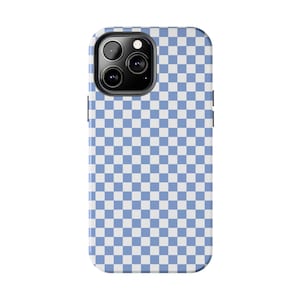 Blue and White Mini Checkered Case | Unique Design Phone Case | iPhone 15/14/13/12 | Phone Fashion Finds Charming iPhone Cases