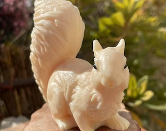 2.7&quot; Hand carved Tagua Nut Drag Squirrel, Ivory nut Squirrel, Holiday gift, Home office decor, Crystal Healing