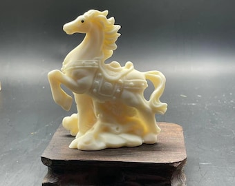 3.4&quot; Hand carved Tagua Nut Drag horse, Ivory nut horse, Holiday gift, Home office decor, Crystal Healing