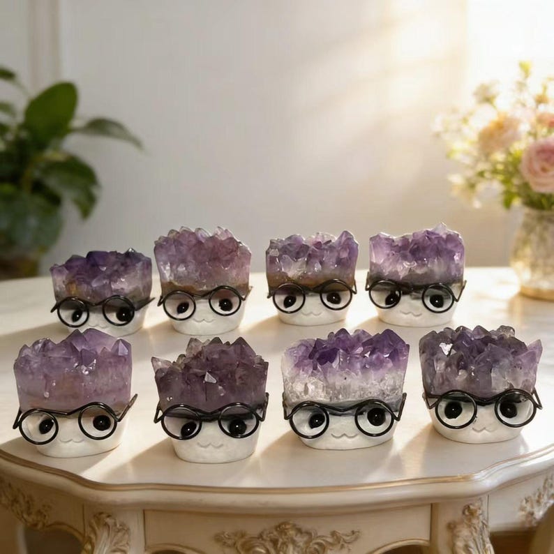 Natural Amethyst Hand-carved With Glasses, Desk Decor,mineral Carving ...