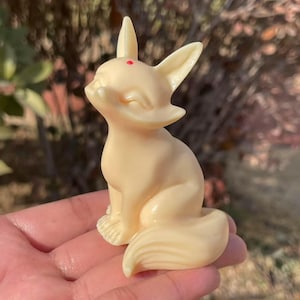 Hand Carved Tagua Nut Fox Figurine, Home Decor, 3"