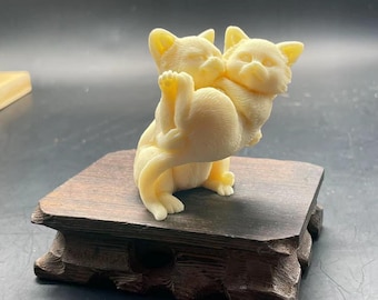 2&quot; Hand carved Tagua Nut Drag cat, Ivory nut cat, Holiday gift, Home office decor, Crystal Healing