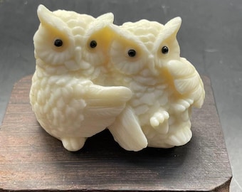 2.5&quot; Hand carved Tagua Nut Drag Owl, Ivory nut Owl, Holiday gift, Home office decor, Crystal Healing