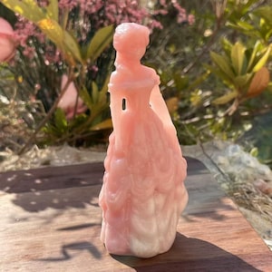 Hand-Carved Pink Opal Girl Statue, 4&quot; Crystal Sculpture