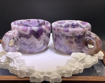 3.4&quot;Natural Dream amethyst, carved Crystal cup ,Crystal coffee cup, Crystal cup gift, Woman&#39;s gift,Children&#39;s gift,Love gift,Crystal healing