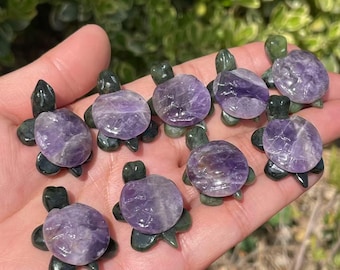 1" Natural Dream amethyst, Hand Carved Sea turtle ,Sea turtle statue , Holiday gift, Gem ,Mineral gemstone carving, healing