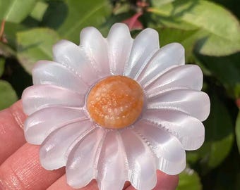 2.5" Hand-Carved Natural Selenite Crystal Sunflower, Home Decor,Holiday gifts,Reiki healing