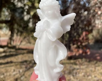 Hand Carved White Jade Angel: Healing Crystal Decor, Crystal Gifts