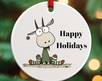Happy Holidays from a Quirky Donkey, Humorous Christmas Tree Ornament, Fun Decoration, Wonderful Farmhouse Ornament