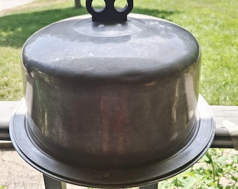 Porta tartas vintage grande de aluminio con tapa y asa con clip, diseño de abuela