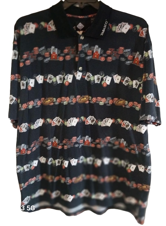 Tabasco Sportswear XXL Cotton Polo Shirt With Casino Poker Cards Chips Print Etsy