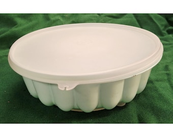 Tupperware Jelly-Ring Form Med Lock Mintgrön & Genomskinlig Vintage 3-Delat Set För Gelatin Eller Efterrätter