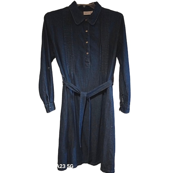 vermont country store denim dress Women's Denim Pintuck Jumper - Blue Denim - XL