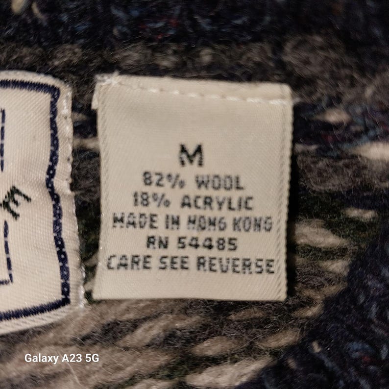 Susquehanna Trail Outfitters Fair Isle Pattern Cotton Knit Sweater, Made in USA, Men's Size L (approx.), Vintage cotton Khaki type Vintage Second Hand
