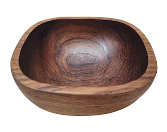 Handcrafted Genuine Teak Wood Bowl From Thailand - Rustic Decorative Piece Or Functional Kitchenware