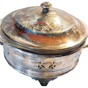 Vintage Silver-Plated Serving Dish With Lid & Handles