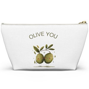 Makeup Bag, Travel Toiletry Bag Kit, Cute Makeup Bag with &quot;Olive You&quot; Design, Cosmetic Pouch, Travel Organizer, Gift For Her, Gift For Him