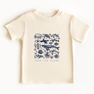 Save the Ocean-T-shirt voor peuters, schattig zeedierenshirt voor kinderen, Ocean Conservation-T-shirt, perfect cadeau voor Little Ocean Lovers